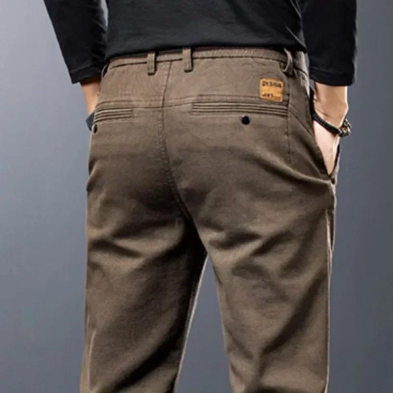 KUBRO hommes pantalons décontracté coton couleur unie printemps automne droit affaires travail panta