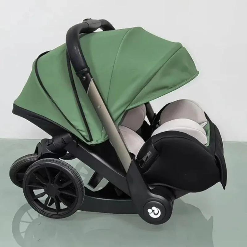 Poussette 4-en-1 Premium 2026 tout-en-un pour nouveau-né, pliable compacte, siège auto bidirectionne