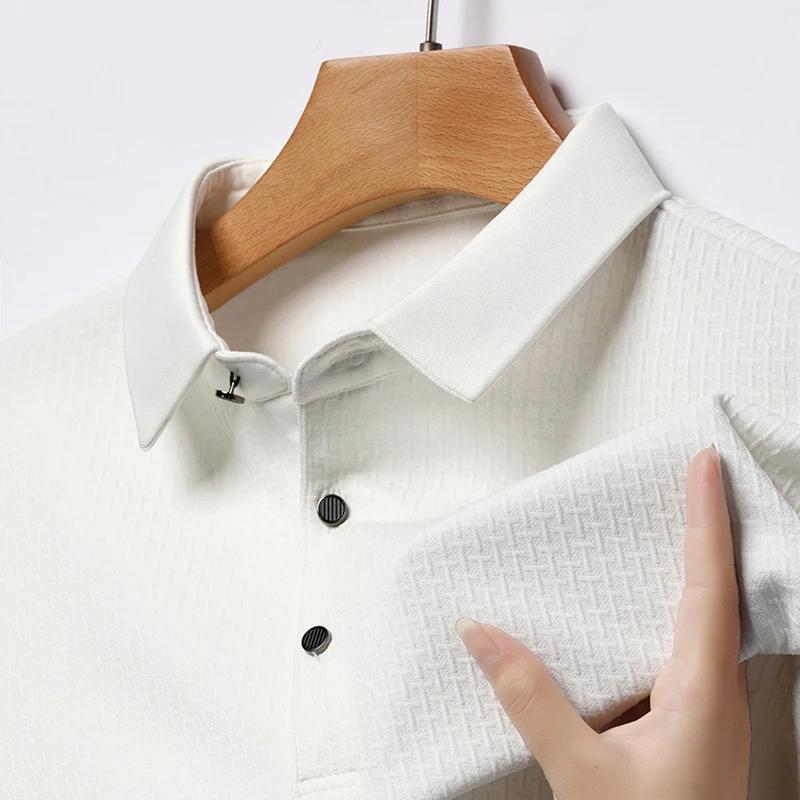 Polo ajouré à manches longues pour hommes, T-Shirt respirant à la mode d'affaires, T-Shirt de Golf p
