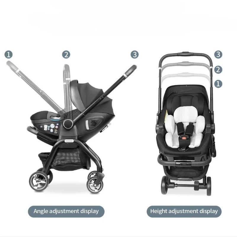 Poussette bébé rose 4-en-1 toute neuve. Poussette portable pour bébé, siège auto pour enfant, bercea