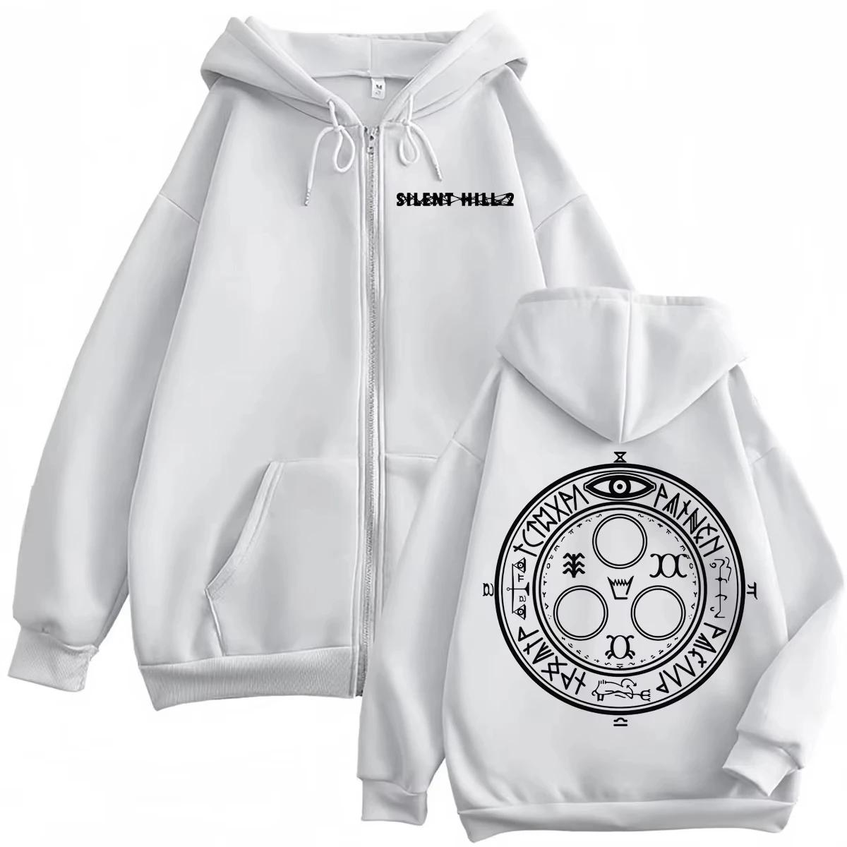 2025 Limited Silent Hill Game Print Zipper Hoodies Haute Qualité Mode Zip Up Pulls Hommes Femmes Déc