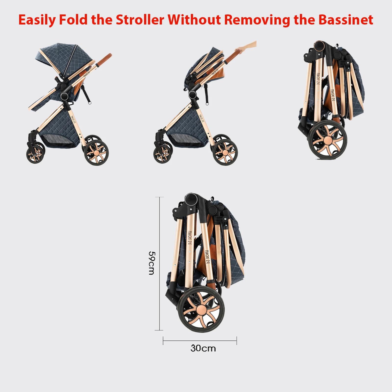 Poussette Bébé Fonctionnelle 3-en-1, Conduite Fluide avec Siège Auto Sécurisé, Nacelle Confortable e