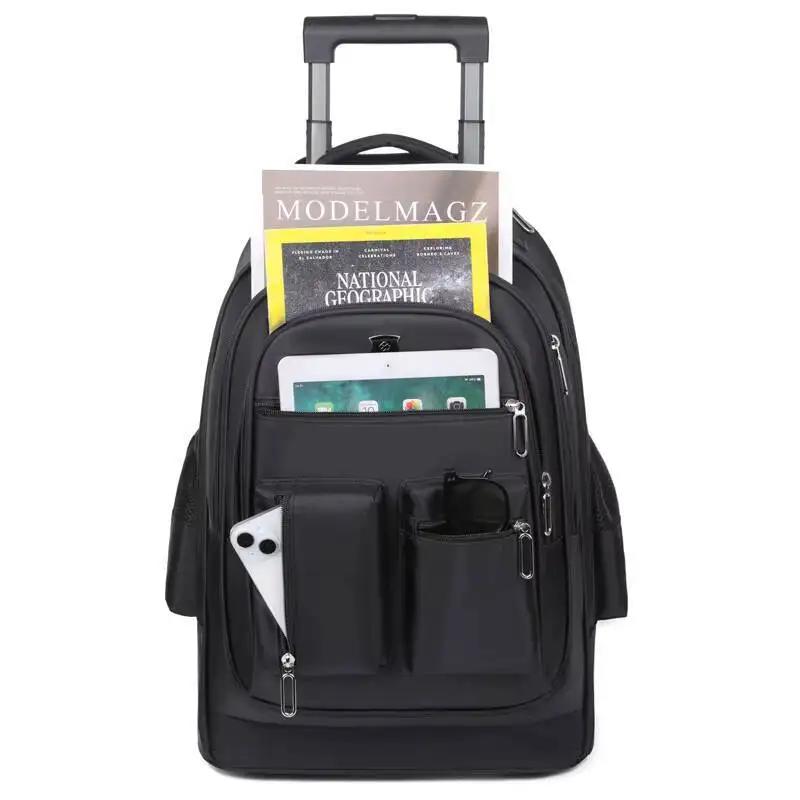 Sac à dos de voyage de grande capacité avec roulettes pour hommes, nervures cachées, bagage à main é