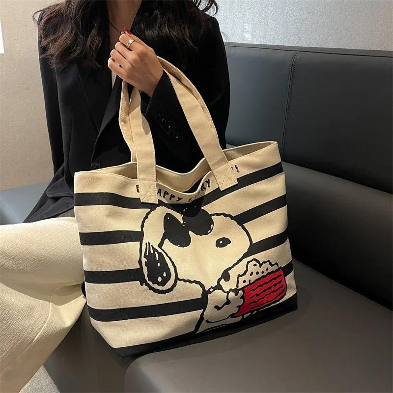 BANDAI Snoopy mignon dessin animé grande capacité sac en toile pour les étudiantes pour contenir des