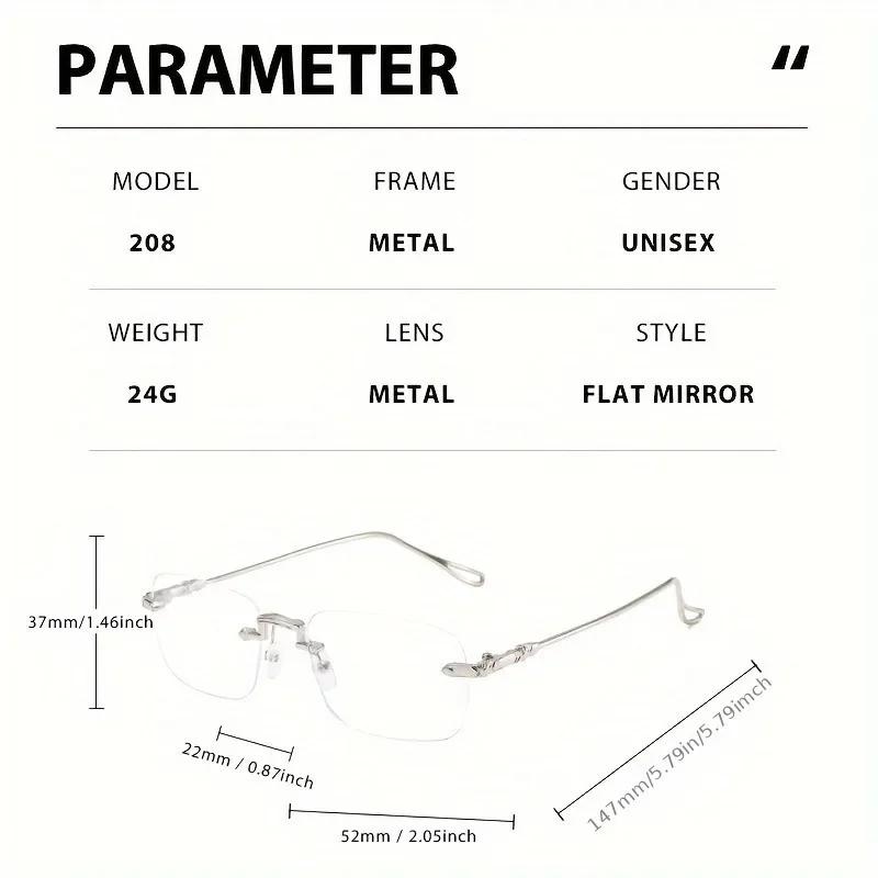 Lunettes rectangulaires sans monture pour femmes élégantes avec lunettes à monture métallique bloqua