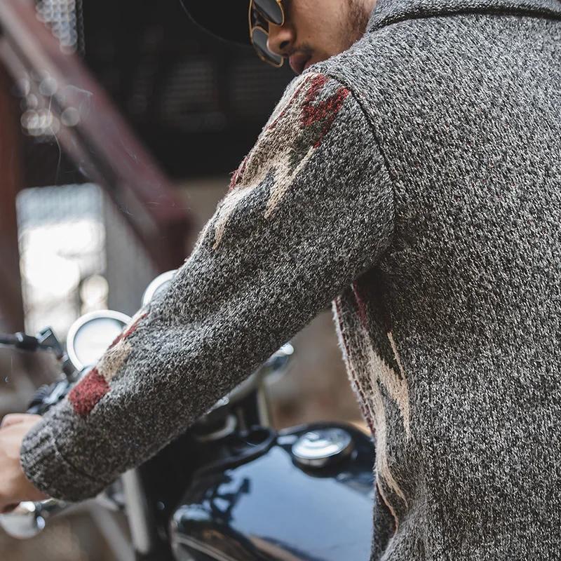 Maden tricoté Vintage Cardigan hommes pull Indiana épais tricot surdimensionné Streetwear géométriqu