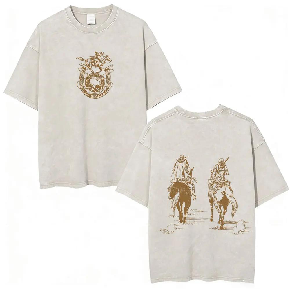 T-shirt Anime Jojo Bizarre Adventure STEEL BALL RUN Manga Vintage Acid Washed pour hommes et femmes,
