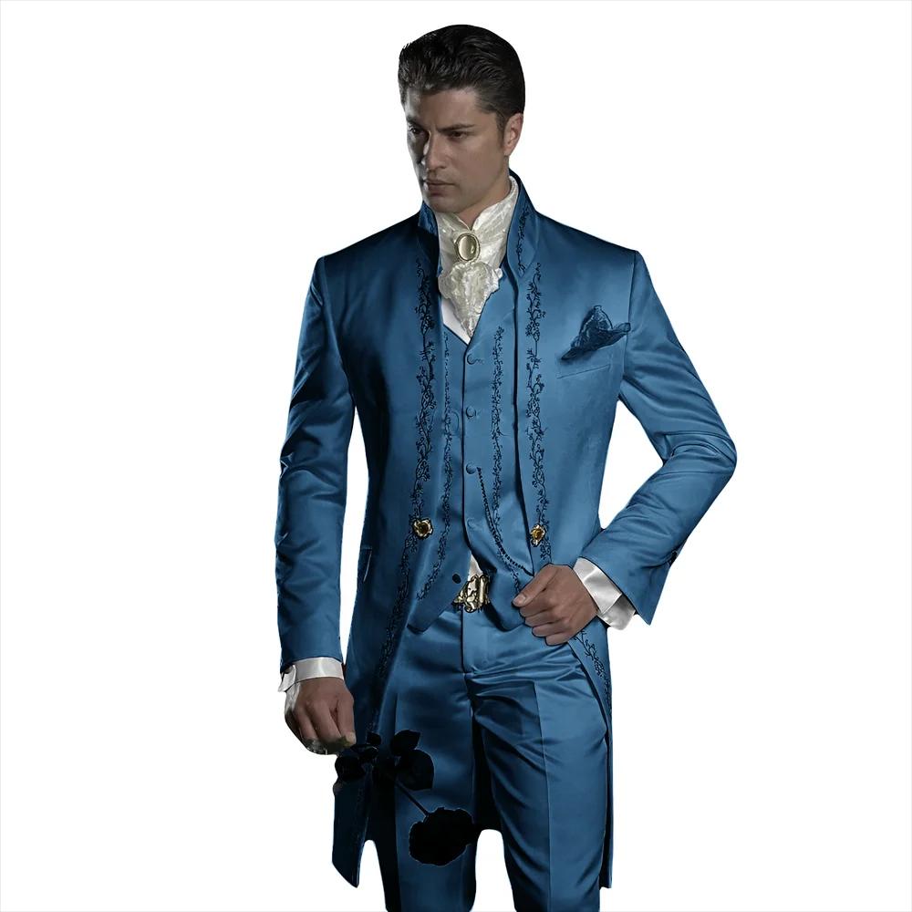 Smoking de mariage brodé pour hommes, robe formelle personnalisée du marié imbibé pour hommes élégan