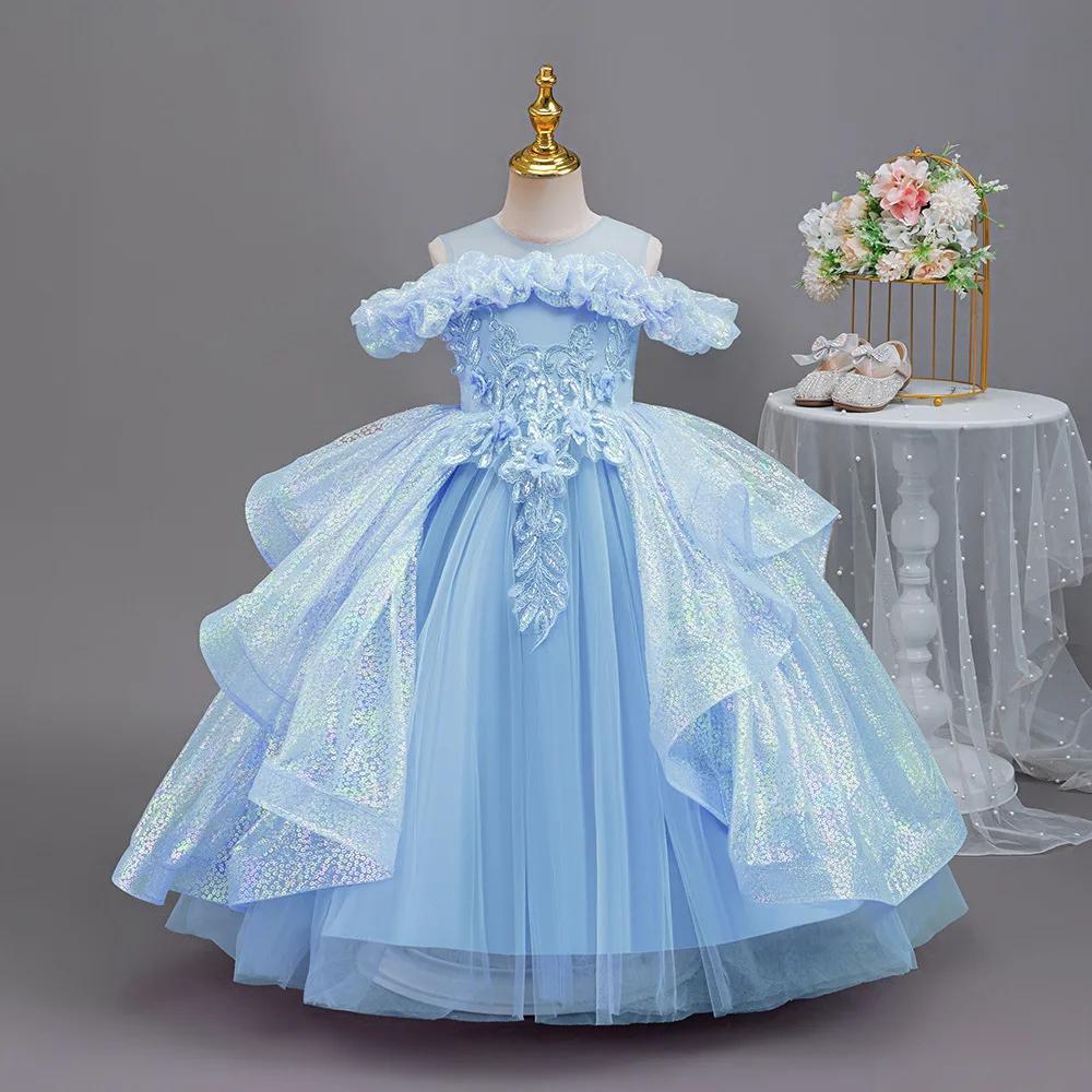 HETISO – robe à fleurs élégante pour filles, sans manches, avec des Appliques, pour mariage, anniver