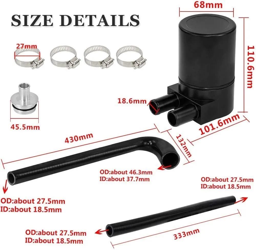 Kit de réservoir de réservoir de récupération d'huile de réservoir noir avec tuyau de radiateur en S