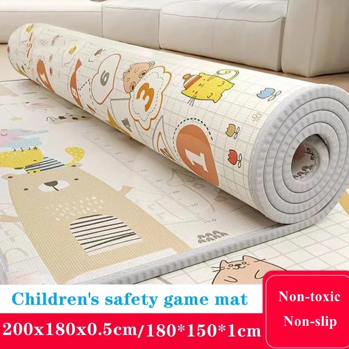 Tapis de jeu bébé épais 1 cm pliable 200x180 cm - Surface douce pour ramper et jouer en sécurité