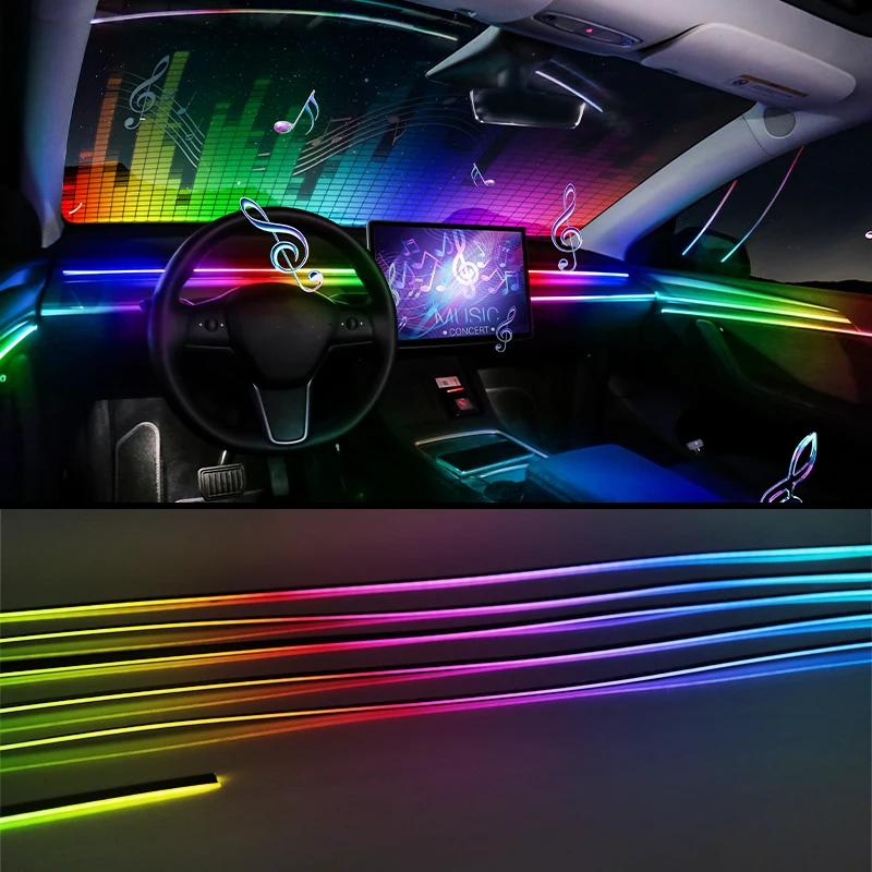 Lumières ambiantes LED universelles pour voiture, banderole intérieure, bande acrylique cachée, lamp