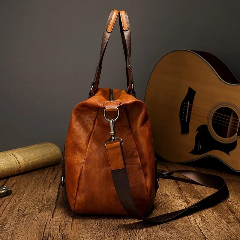 Sac de Voyage en Cuir de Vache group pour Homme, Bagage Vintage, Polochon, Durable, -du-- end, Grand