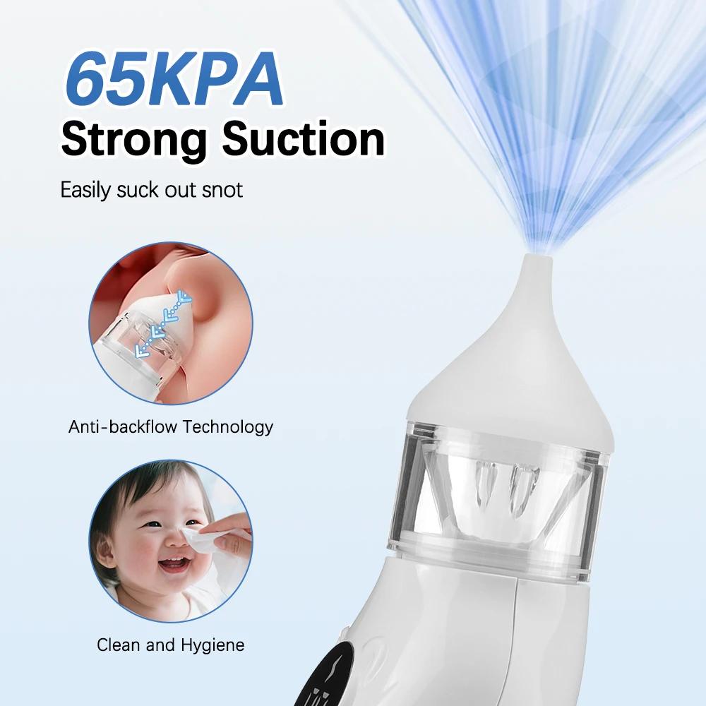 Aspirateur nasal électrique bébé rechargeable 9 niveaux - Nettoyeur nez à faible bruit pour mucus nourrissons
