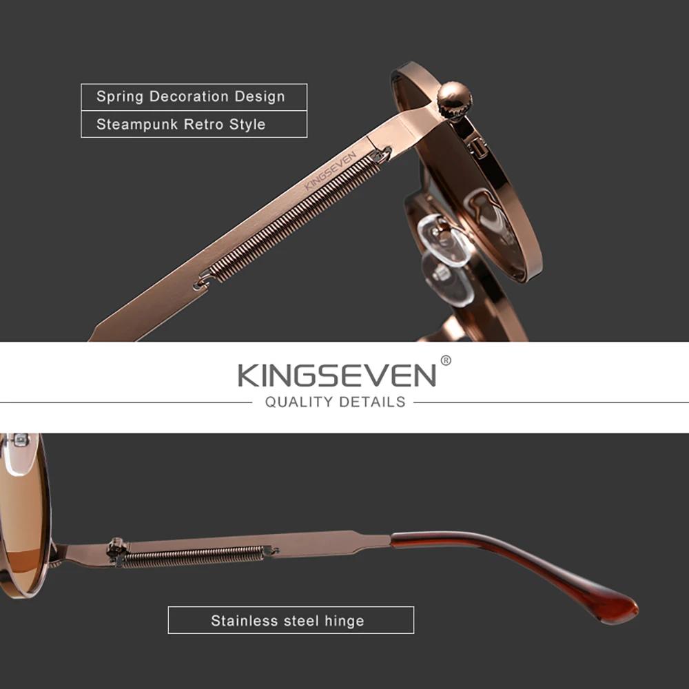 KINGSEVEN Lunettes de soleil rondes gothiques steampunk pour hommes et femmes, accessoire de style r
