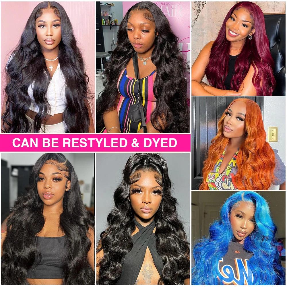 Perruque Lace Front Wig Body Wave brésilienne naturelle, cheveux humains, 13x4 13x6, 30 32 34 36 38