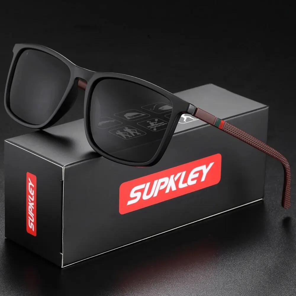 SUPKatteign- Lunettes de soleil de sport polarisées pour hommes, lunettes de soleil carrées pour hom