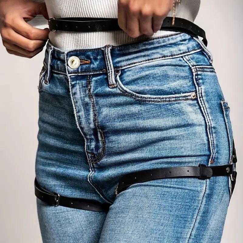Ceinture et jarretière ajustables en cuir PU pour femme, accessoires de mode pour la taille et les h
