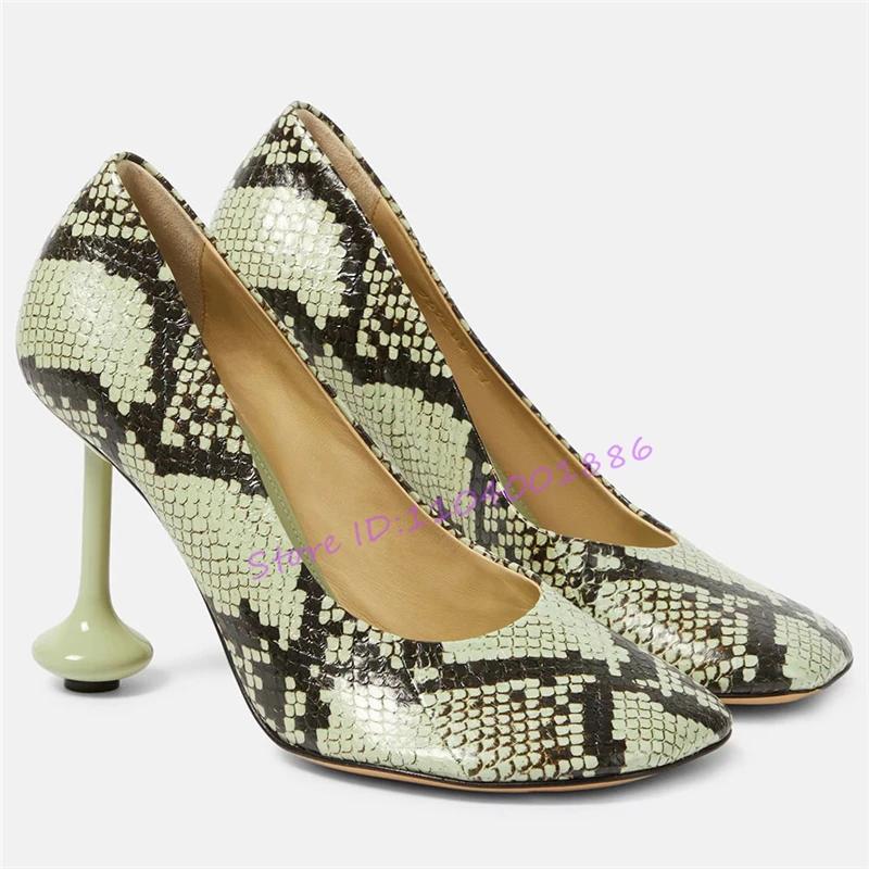 Escarpins d'été à talons étranges pour femmes, chaussures Sexy à bout rond peu profond, à enfiler, t