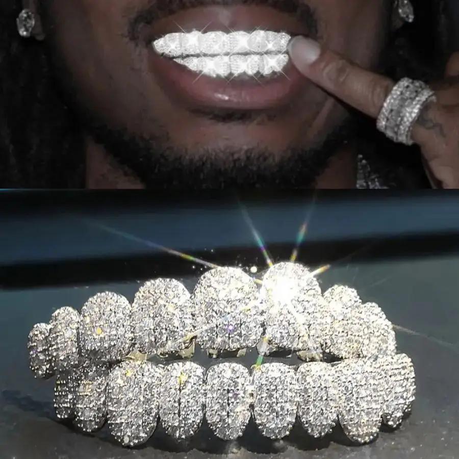 RACHELZ Hip Hop 10/10 glacé CZ pierre dents Grillz Punk rappeur cubique zircone dent casquettes pour