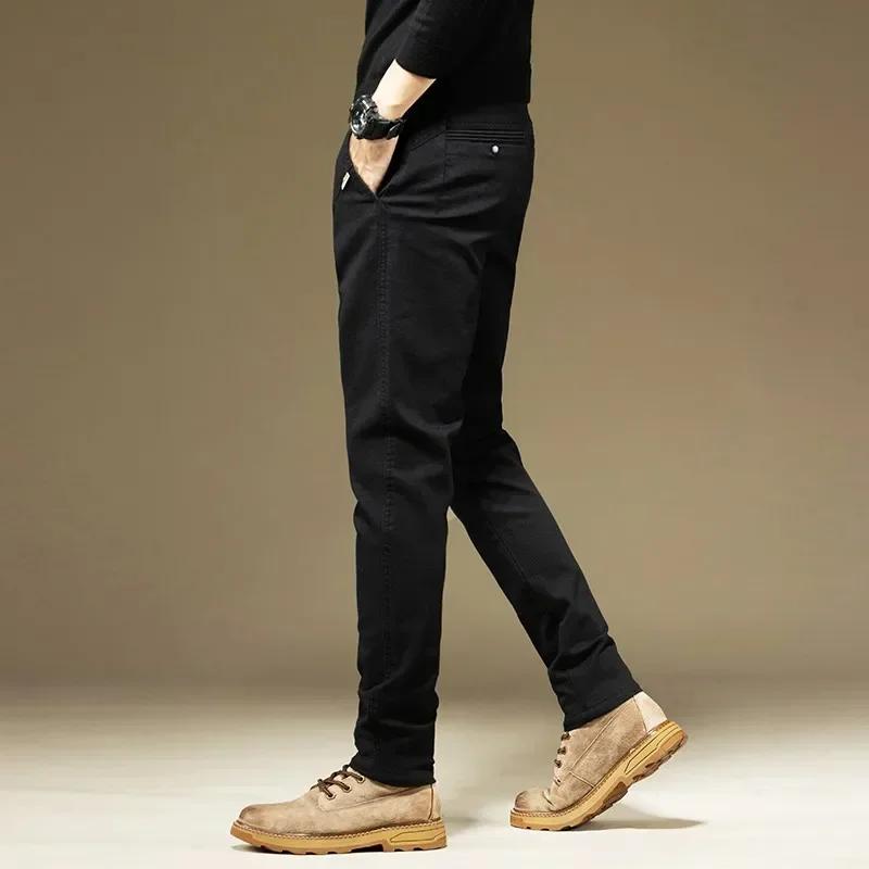 KUBRO hommes pantalons décontracté coton couleur unie printemps automne droit affaires travail panta