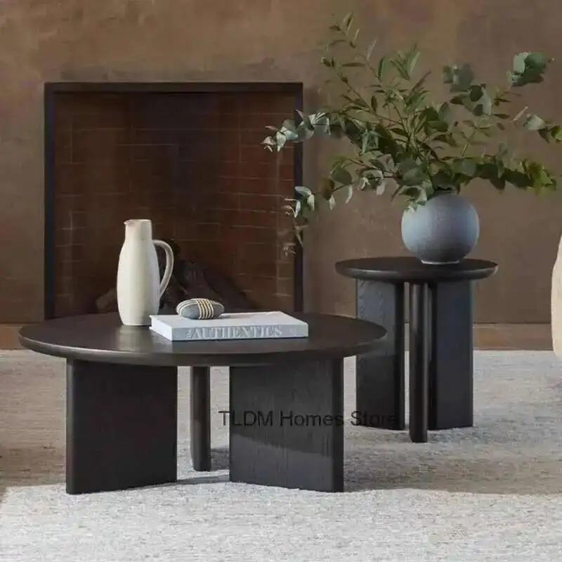 Table basse de chambre en bois noir, Table d'appoint Convertible réglable, esthétique industrielle,