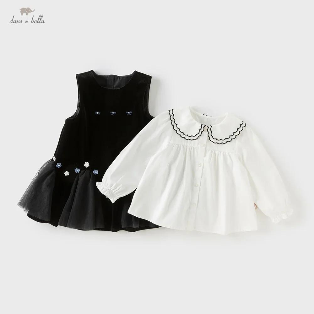 Dave Bella enfants maille robe ensemble automne mode charme doux mignon filles bébé velours robe deu