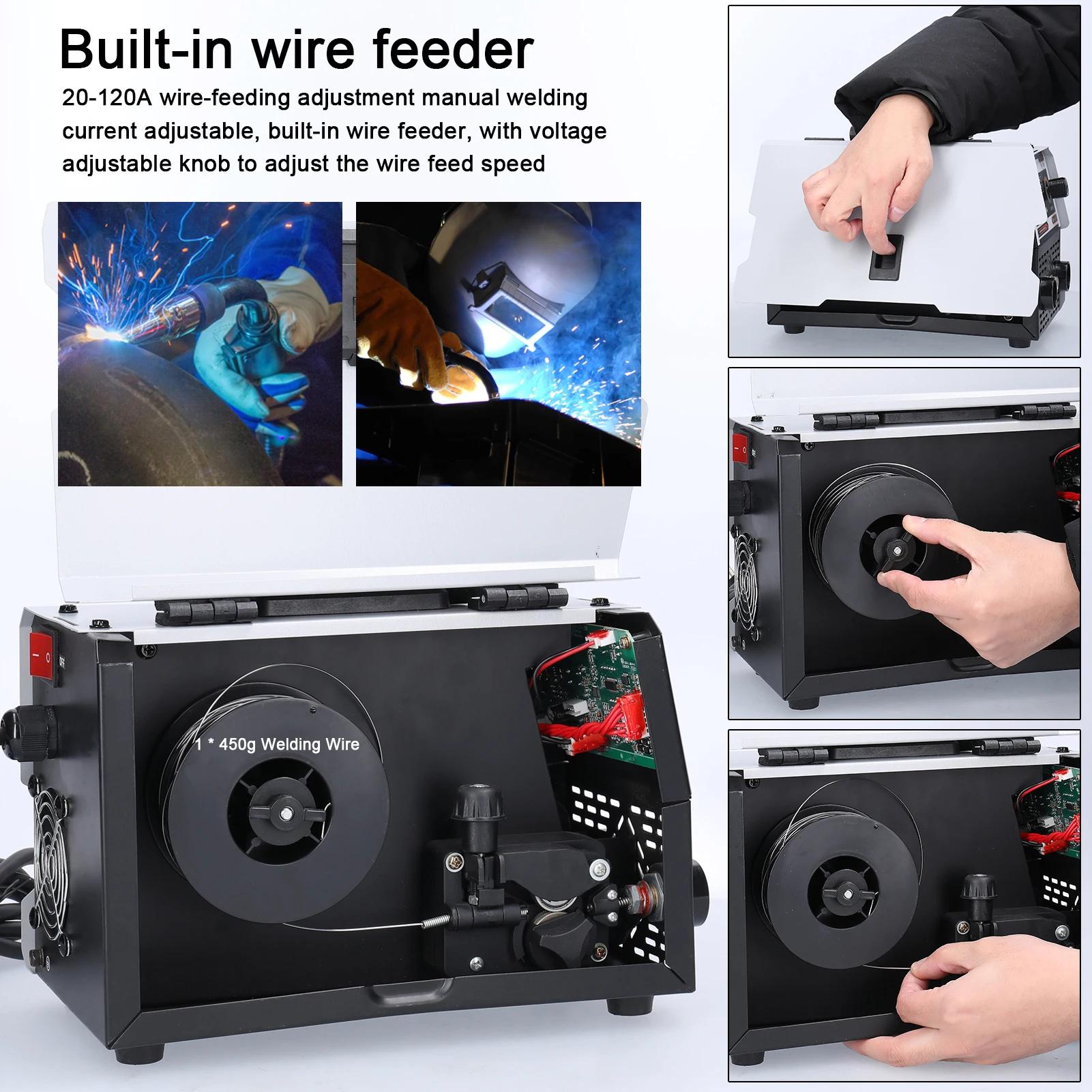 Soudeuse MIG MMA 2 en 1 120A portable à onduleur IGBT, machine à souder sans gaz CO2, plus de 5000 v