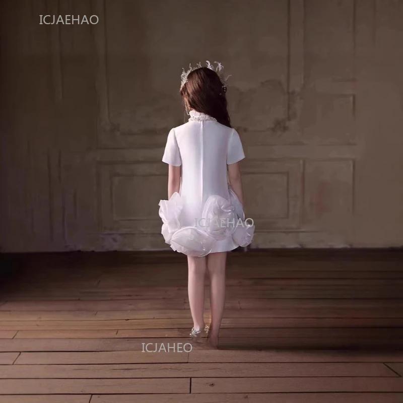 Robe de soirée blanche pour enfants, filles, princesse, pour récital de piano, robe de cérémonie, te