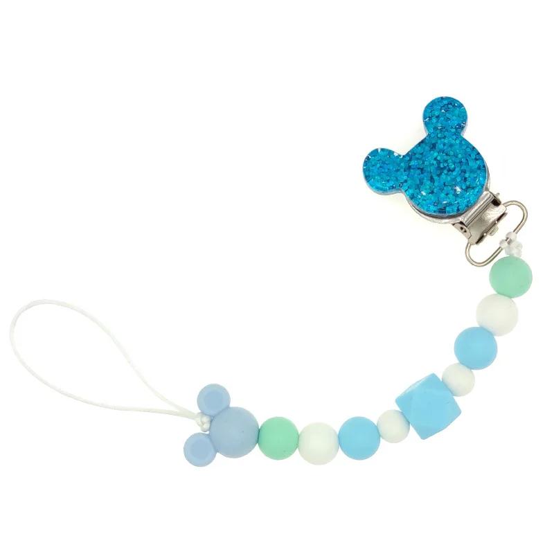 Clips de sucette pour bébé, chaîne en perles de Silicone, jouets de dentition, porte-factice, chaîne
