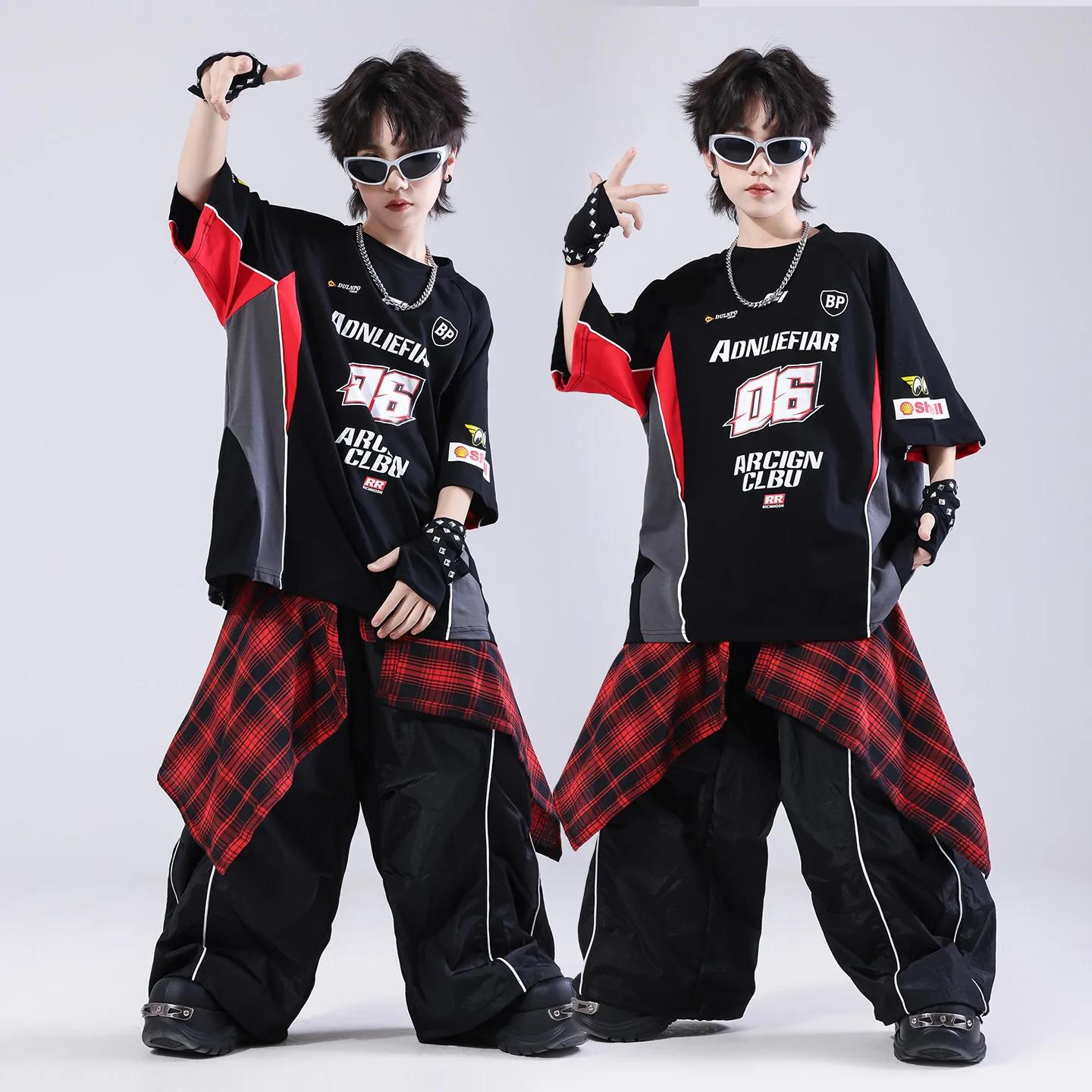 Ensemble de vêtements pour enfants, t-shirt et short, style hip-hop, jazz, danse, pour garçon et fil