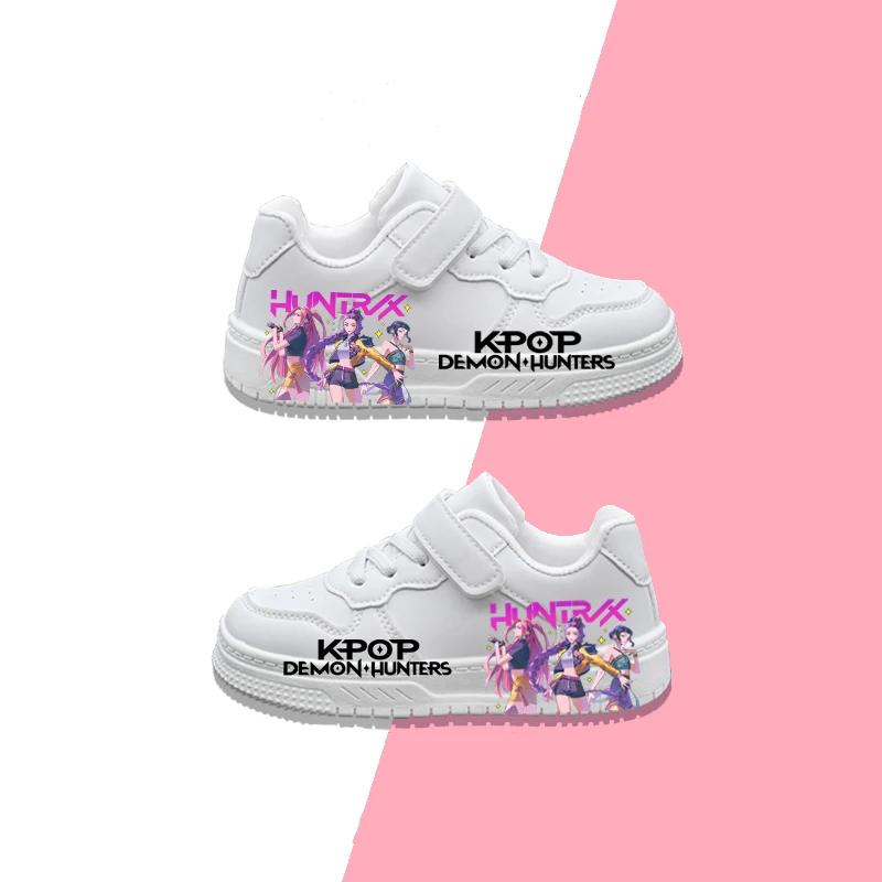Chaussures décontractées pour enfants, design imprimé KPOP, chaussures de sport blanches pour garçon