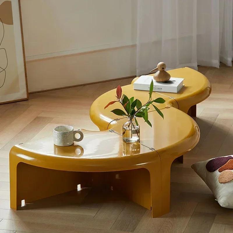 Table Basse Circulaire Moderne en Plastique, Design Créatif et Élégant, Meubles de Maison pour Salon