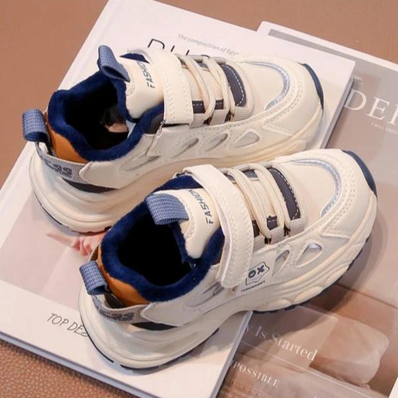 Baskets d'hiver pour enfants, chaussures de sport chaudes doublées de polaire, antidérapantes, semel