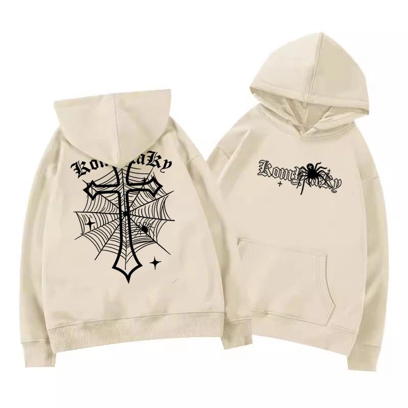 Sweat-shirt à capuche chaud en polaire pour hommes adultes, européen et américain, croix d'araignée,