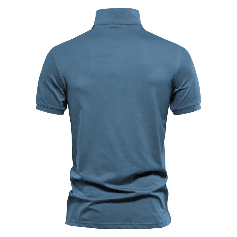 AIOPESON 100% coton broderie hommes polos couleur unie à manches courtes Polos pour hommes nouvelle
