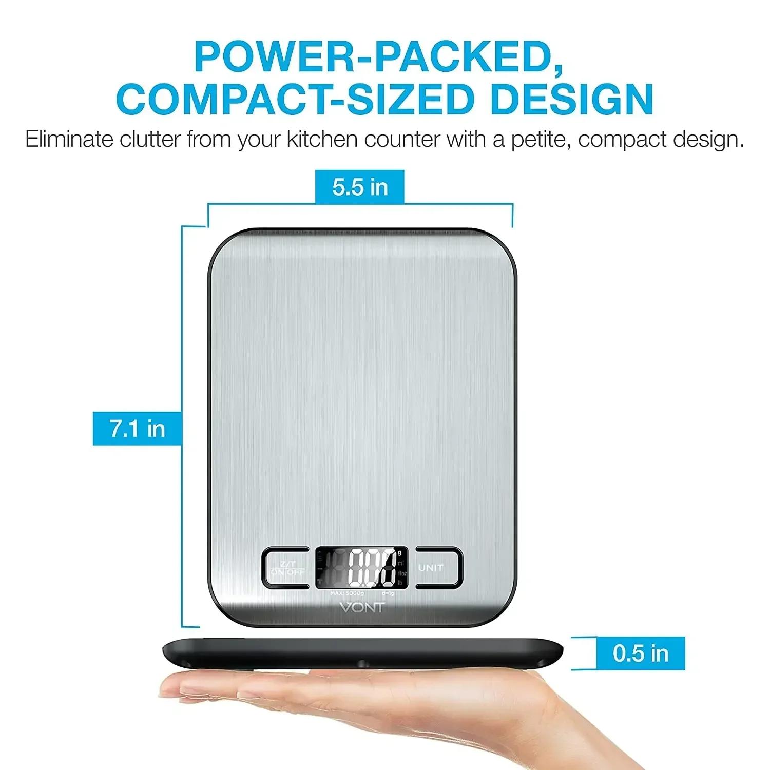 Balance de cuisine numérique 5kg/10kg, Balance alimentaire multifonction en acier inoxydable, affich