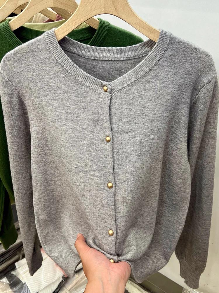 AOSSVIAO manches longues chandails Cardigan printemps automne femmes col rond tricots hauts vêtement