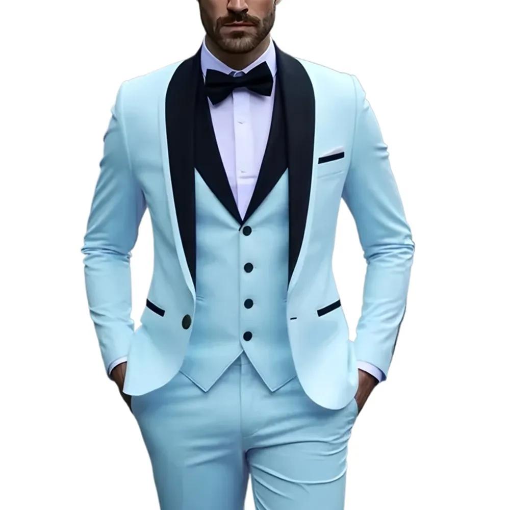 Ensemble de costume 3 pièces pour hommes, veste + gilet + pantalon, à la mode de haute qualité, adap