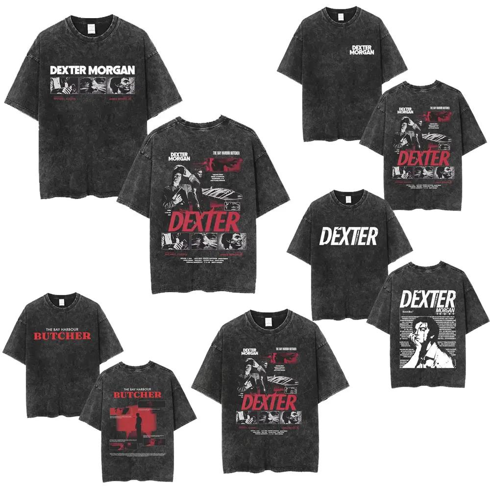 TV Play Dexter Morgan Lavé Vintage T-shirts Hommes Femmes Rétro Surdimensionné Manches Courtes T-shi