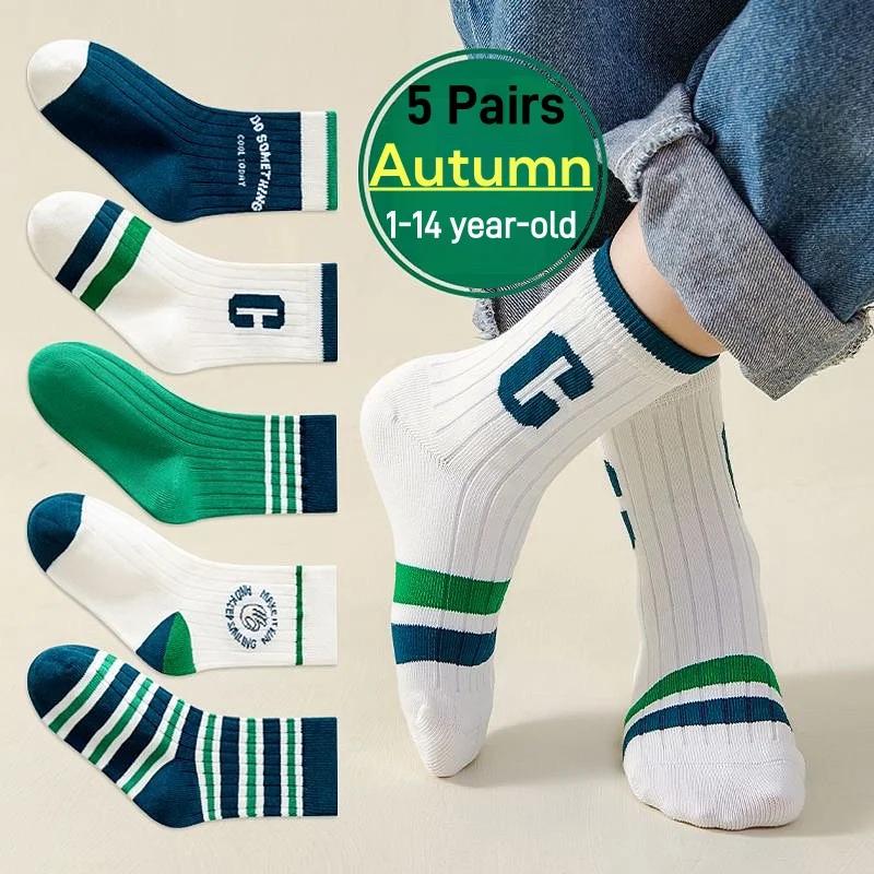 Chaussettes d'été pour enfants, 5 paires, chaussettes de printemps en coton pour garçons, chaussette