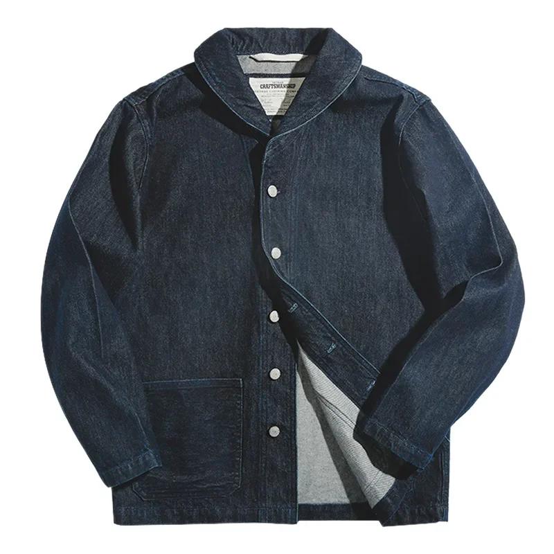 Veste en jean à revers Maden 13,5 oz, multi-poches, style vintage, pour homme, chemise en denim de t