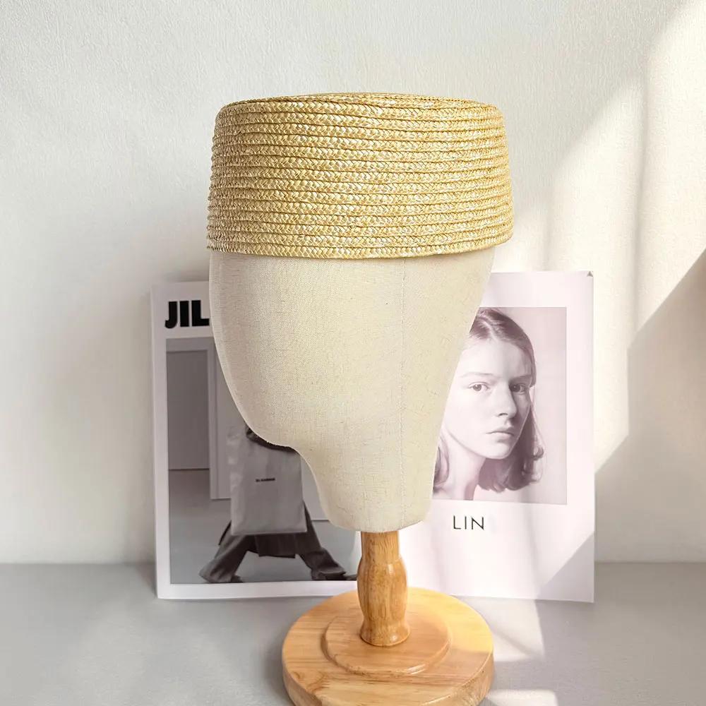 Chapeau Pillbox en Paille 100% Naturelle, Style Rétro Hôtesse de l'Air, Béret d'Été pour Femme, Chap