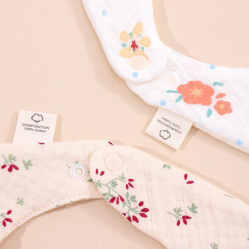 Bavoirs bandana coréen 5 pièces coton pastoral floral - Serviettes salive bébé garçon fille nouveau-né