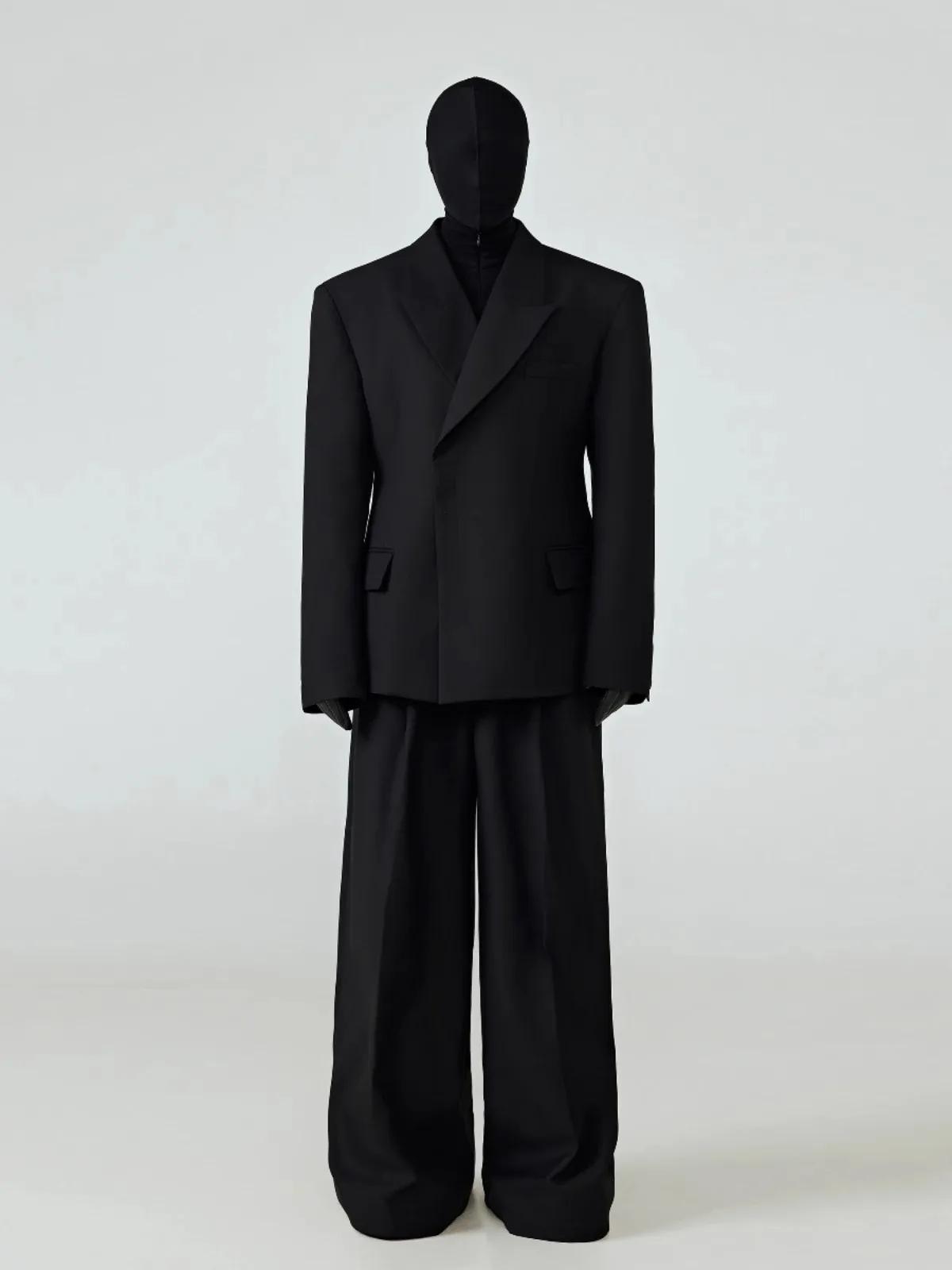 Mauroicardi printemps automne noir ajusté Blazers pour hommes pointe revers épaulettes bouton unique