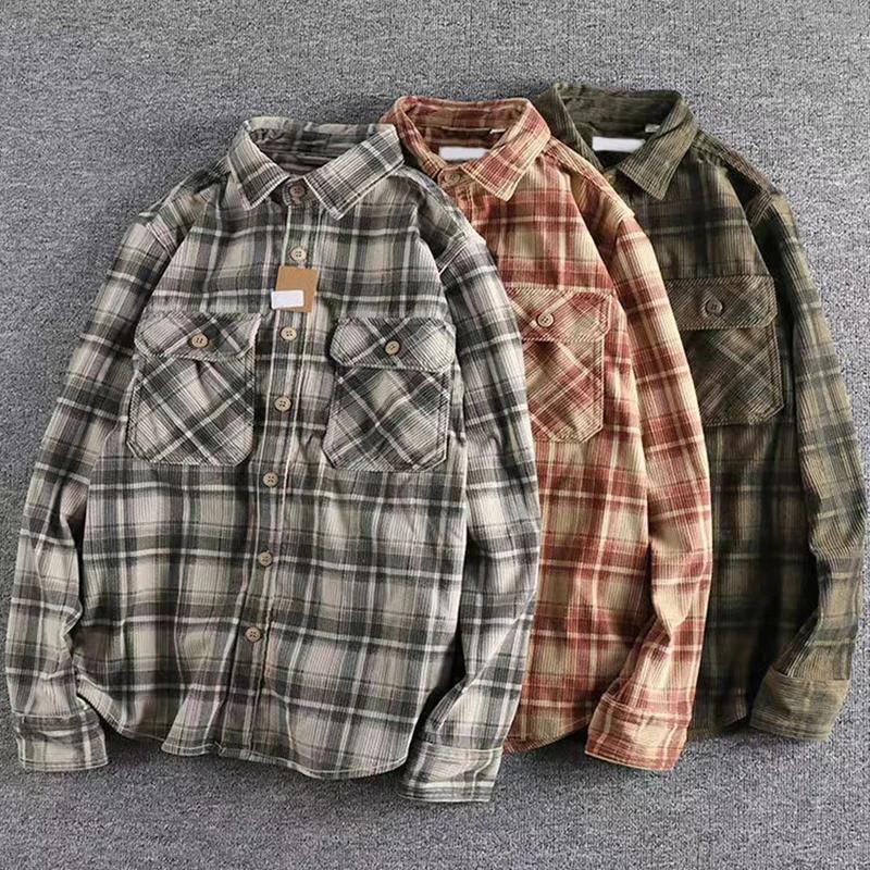 Chemise à manches longues à carreaux pour hommes, Vintage japonais, mode printemps-automne, conforta