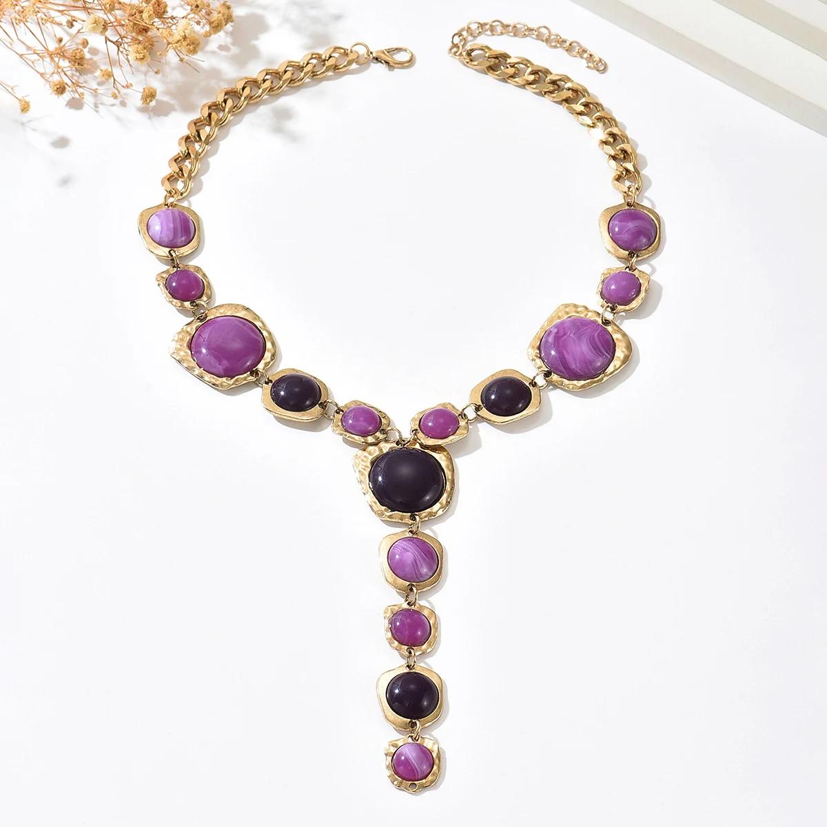 Collier Long Vintage exagéré en forme de Y pour femmes, élégant, épais, pendentif géométrique, style