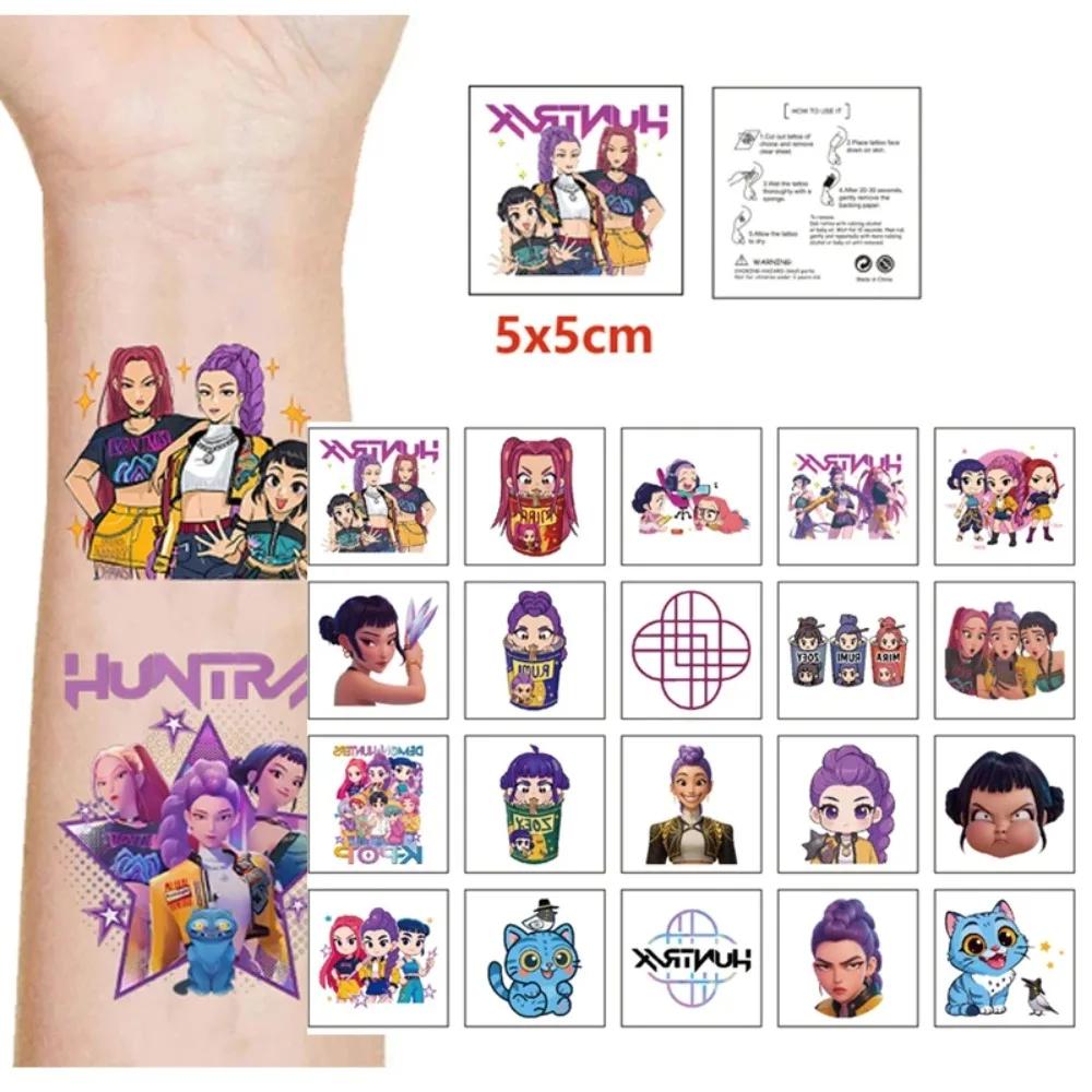 Lot de 20 autocollants de tatouage temporaire Kpop Demon Hunters Rumi Kang, motif démoniaque, pour c