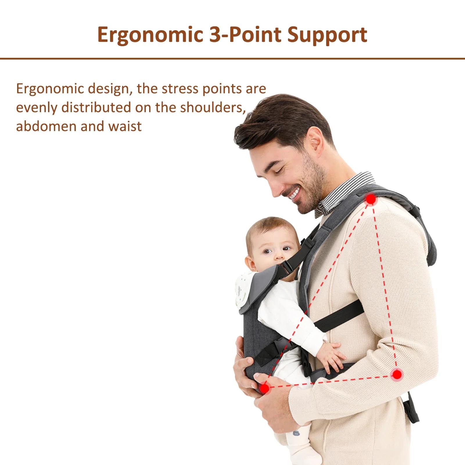 Porte-bébé pliable pour nouveau-nés et tout-petits de 7 à 45 lb, toutes saisons, avant et arrière, a