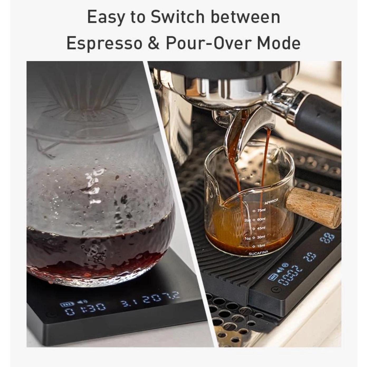 TIMEMORE Store miroir noir Mini nouvelle balance de cuisine expresso café alimentaire avec temps USB